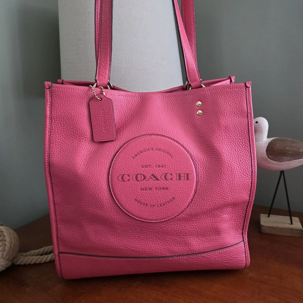 Coach C3078 Dempsey Tote Pink Pebbled Leather Shoulder Bag
